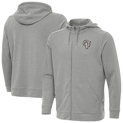 Men's Antigua Heather Los Angeles Rams Effortless Full-Zip Hoodie Jacket