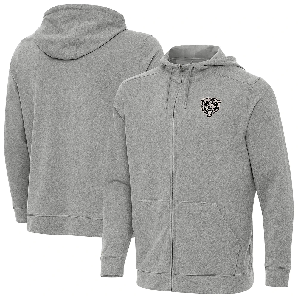 Men's Antigua Heather Chicago Bears Effortless Full-Zip Hoodie Jacket