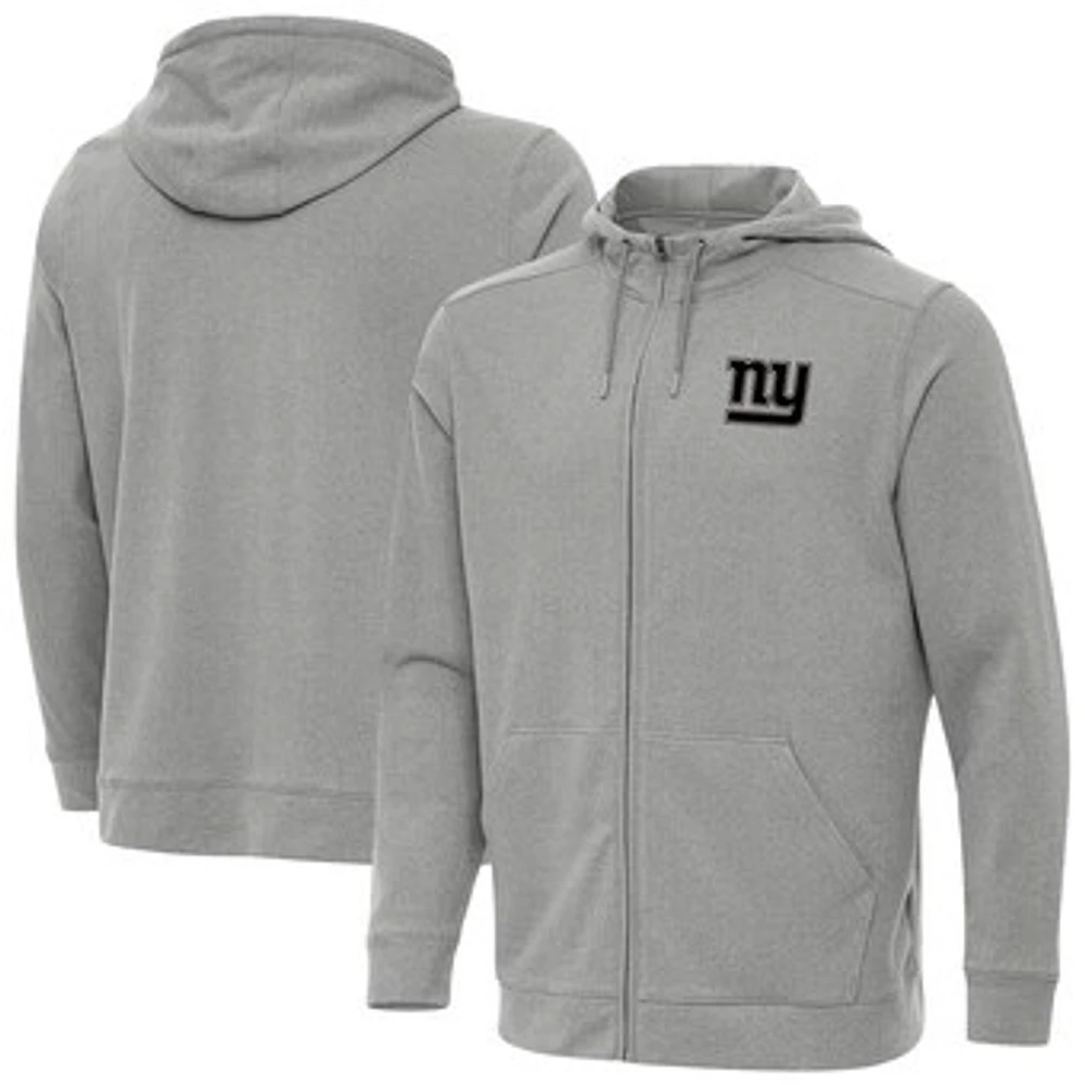 Men's Antigua Heather New York Giants Effortless Full-Zip Hoodie Jacket