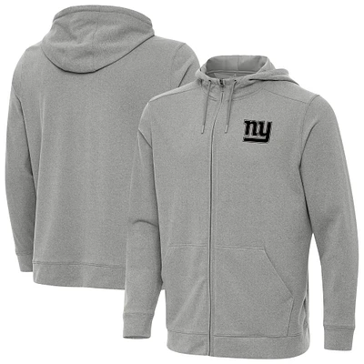 Men's Antigua Heather New York Giants Effortless Full-Zip Hoodie Jacket