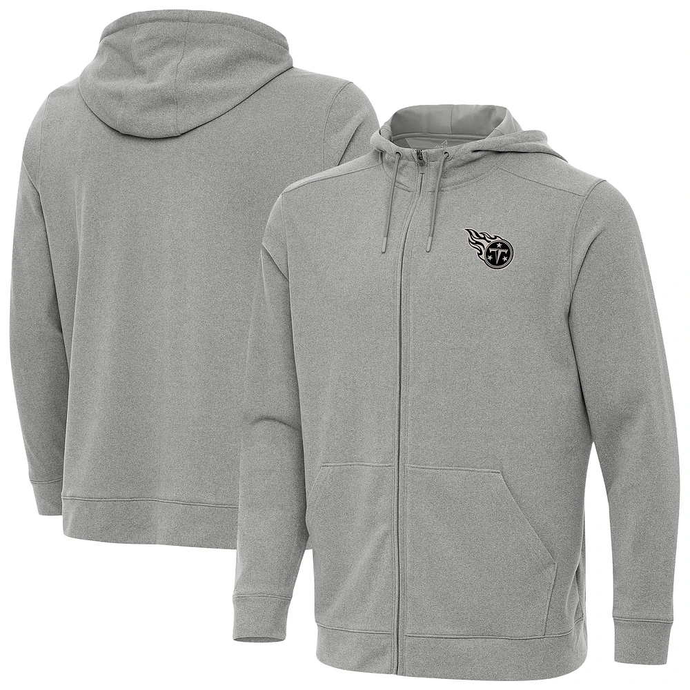 Men's Antigua Heather Tennessee Titans Effortless Full-Zip Hoodie Jacket