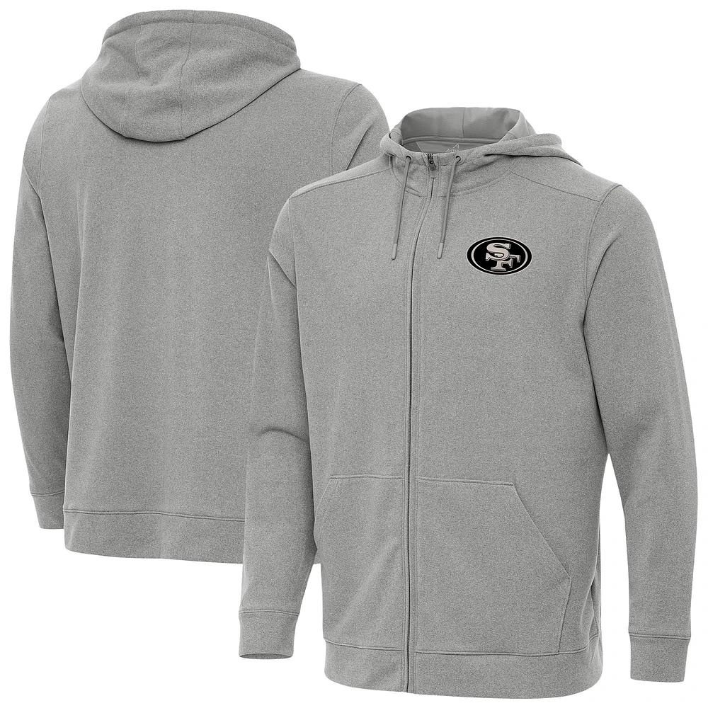 Men's Antigua Heather San Francisco 49ers Effortless Full-Zip Hoodie Jacket