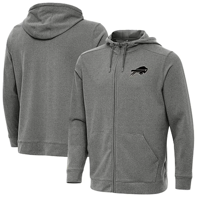 Men's Antigua Heather Black Buffalo Bills Effortless Full-Zip Hoodie Jacket