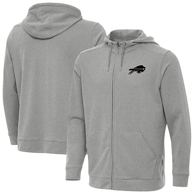 Men's Antigua Heather Gray Buffalo Bills Effortless Full-Zip Hoodie Jacket