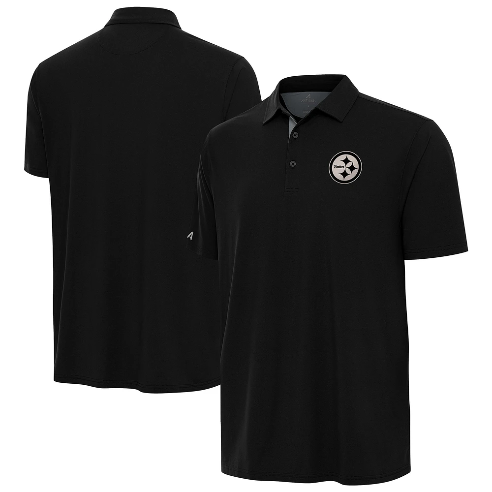 Men's Antigua Black Pittsburgh Steelers Era Polo