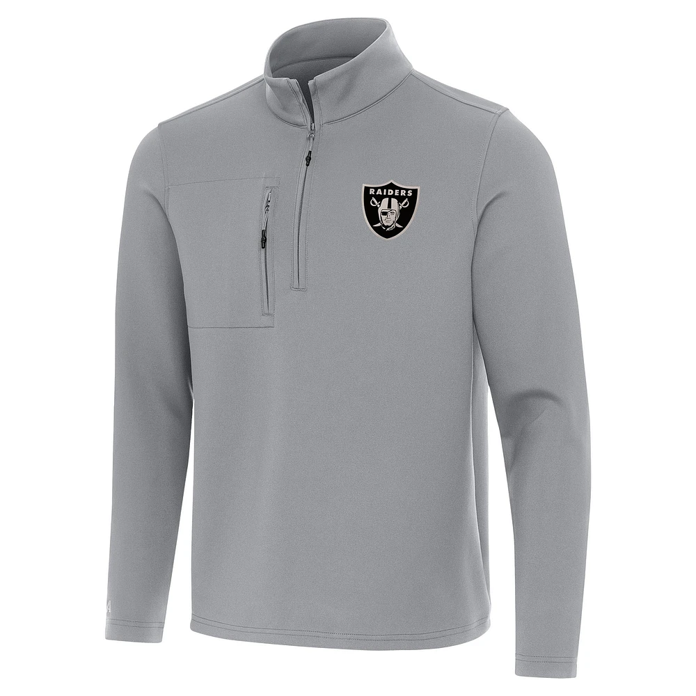 Men's Antigua Gray Las Vegas Raiders Insider Quarter-Zip Jacket