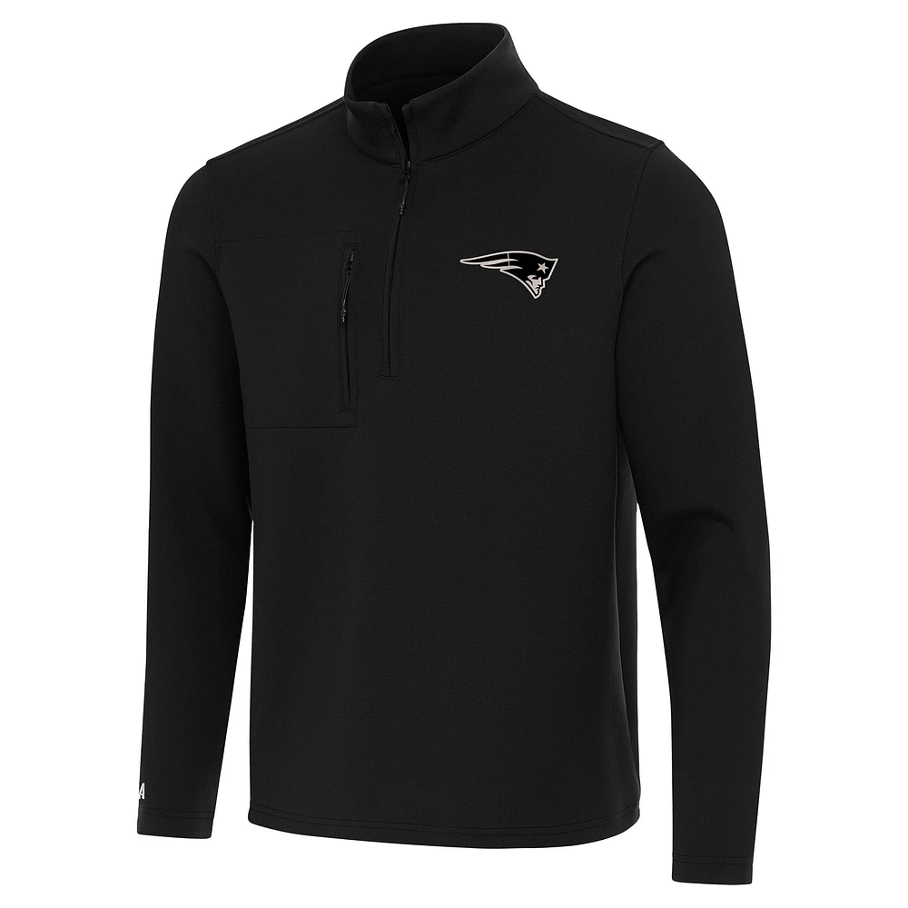 Men's Antigua Black New England Patriots Insider Quarter-Zip Jacket