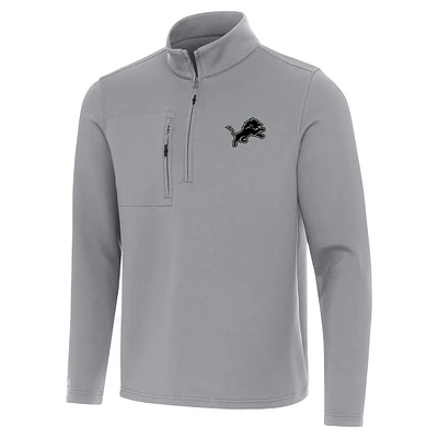 Men's Antigua Gray Detroit Lions Insider Quarter-Zip Jacket
