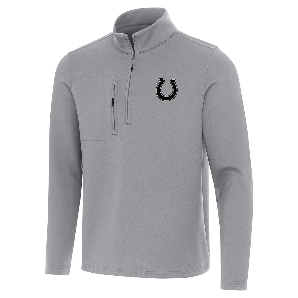 Men's Antigua Gray Indianapolis Colts Insider Quarter-Zip Jacket