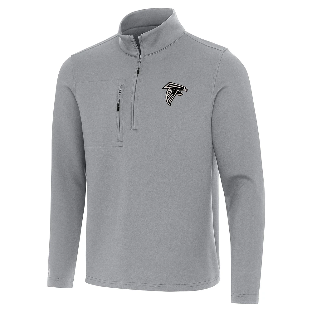 Men's Antigua Gray Atlanta Falcons Insider Quarter-Zip Jacket
