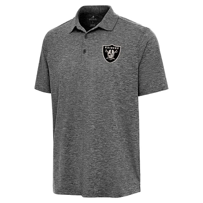 Men's Antigua Heather Black Las Vegas Raiders Par 3 Polo