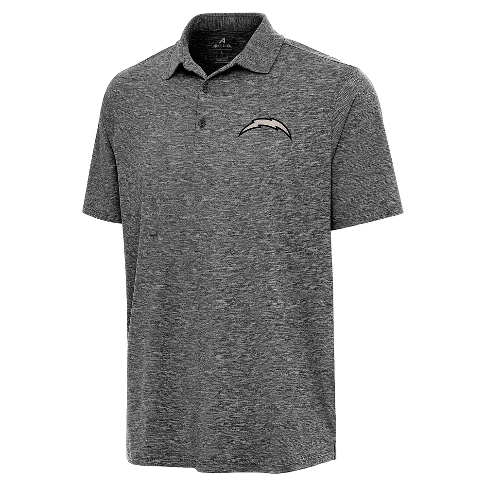 Men's Antigua Heather Black Los Angeles Chargers Par 3 Polo