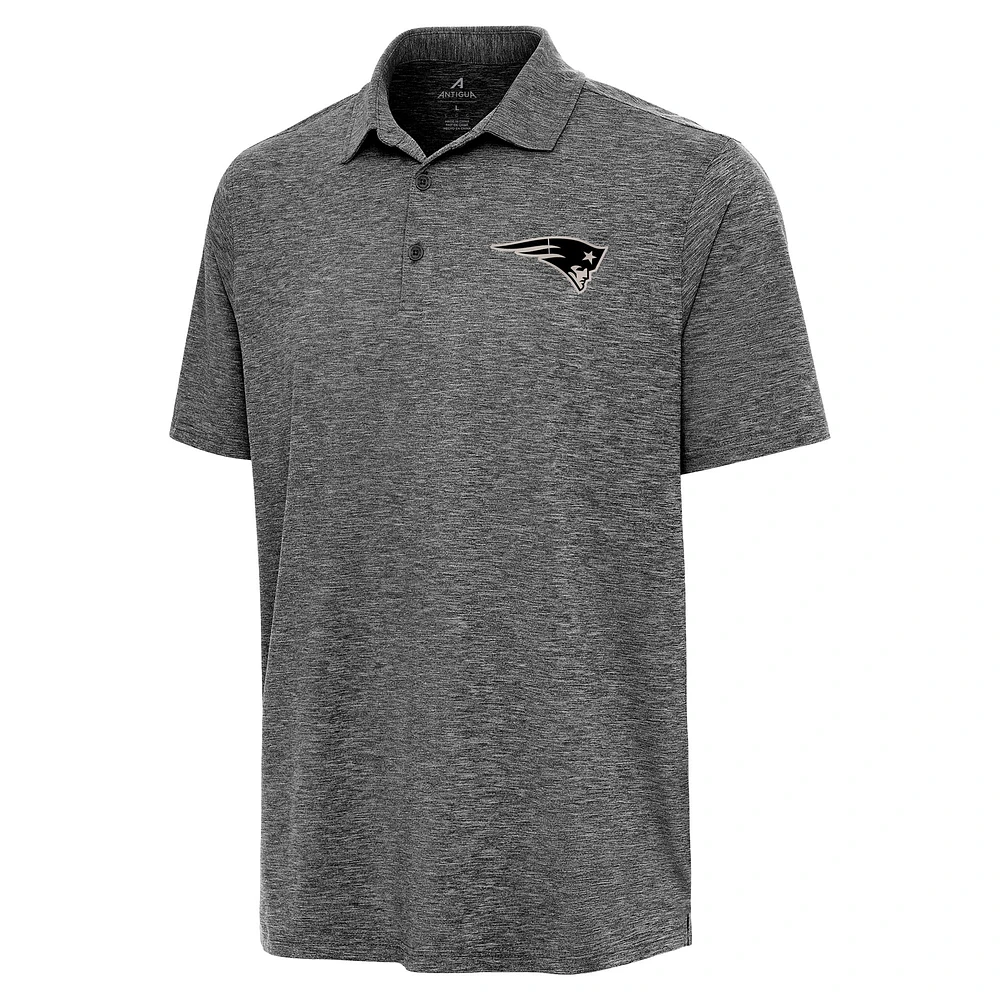 Men's Antigua Heather Black New England Patriots Par 3 Polo