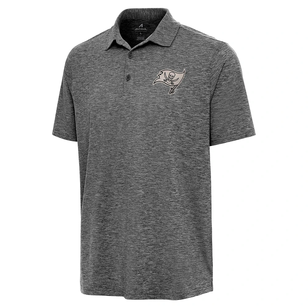 Men's Antigua Heather Black Tampa Bay Buccaneers Par 3 Polo
