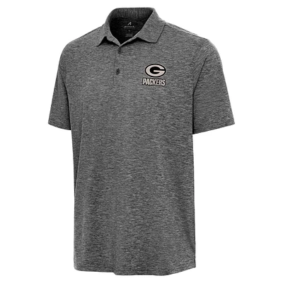 Men's Antigua  Heather Black Green Bay Packers Par 3 Polo