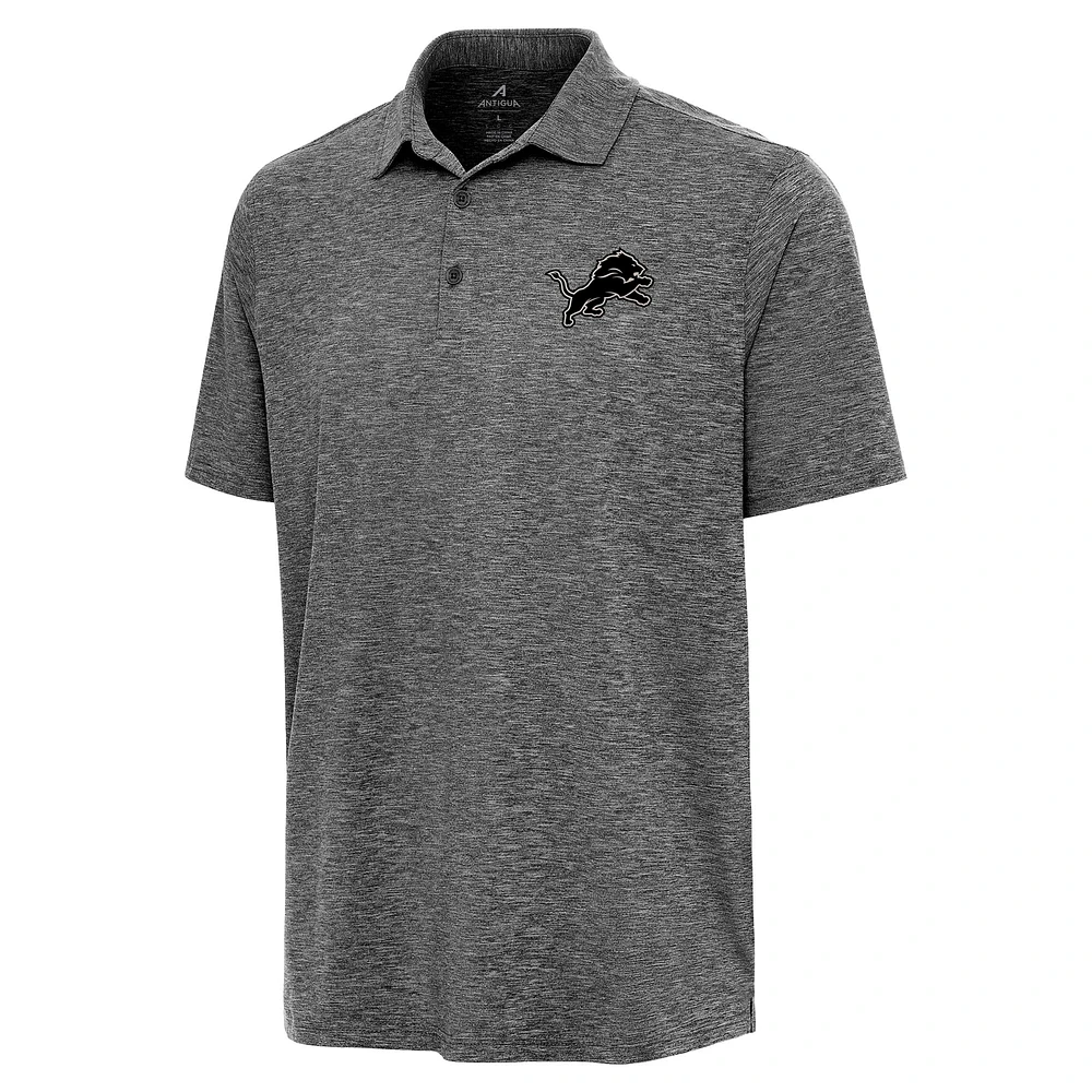 Men's Antigua Heather Black Detroit Lions Par 3 Polo