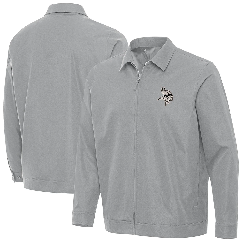 Men's Antigua Gray Minnesota Vikings Pivot Full-Zip Jacket