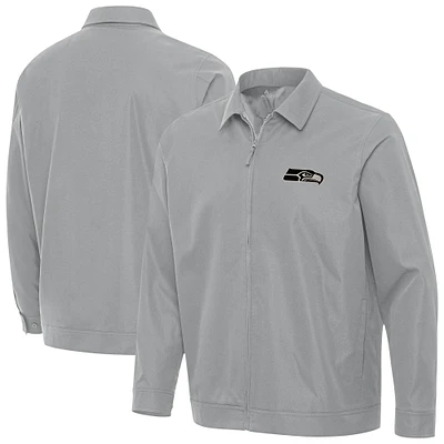 Men's Antigua Gray Seattle Seahawks Pivot Full-Zip Jacket