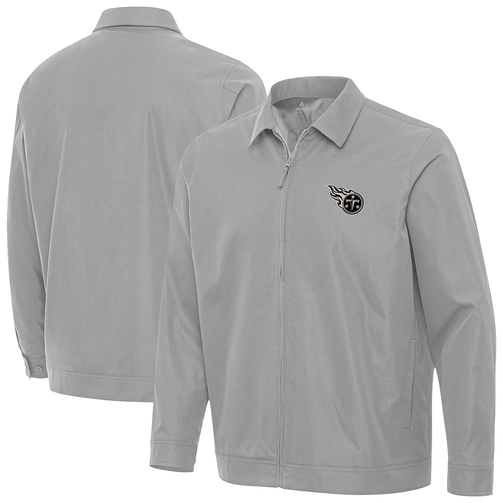 Men's Antigua Gray Tennessee Titans Pivot Full-Zip Jacket