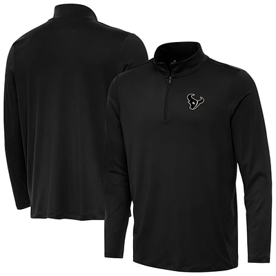 Men's Antigua Black Houston Texans Reprocess Quarter-Zip Top