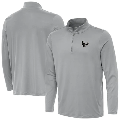 Men's Antigua Gray Houston Texans Reprocess Quarter-Zip Top