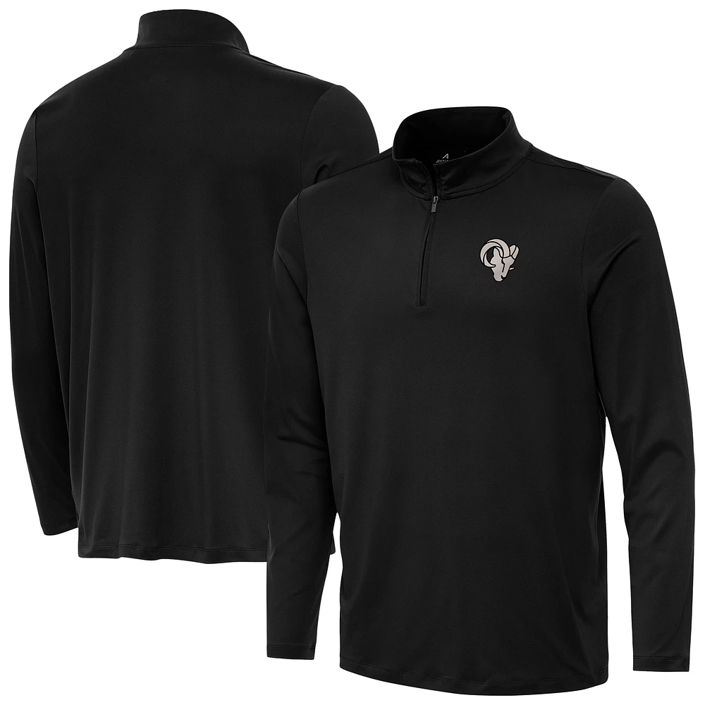 Men's Antigua Black Los Angeles Rams Reprocess Quarter-Zip Top