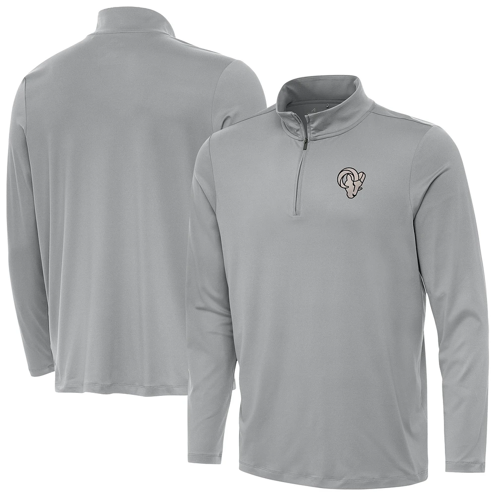 Men's Antigua Gray Los Angeles Rams Reprocess Quarter-Zip Top