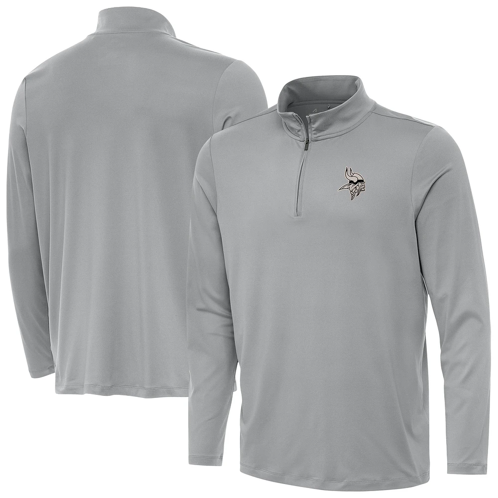 Men's Antigua Gray Minnesota Vikings Reprocess Quarter-Zip Top