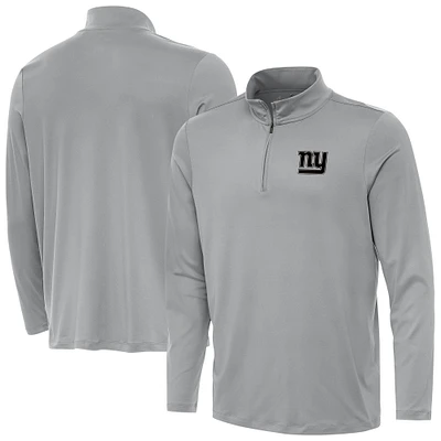 Men's Antigua Gray New York Giants Reprocess Quarter-Zip Top