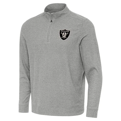 Men's Antigua Heather Gray Las Vegas Raiders Subtle Quarter-Zip Top