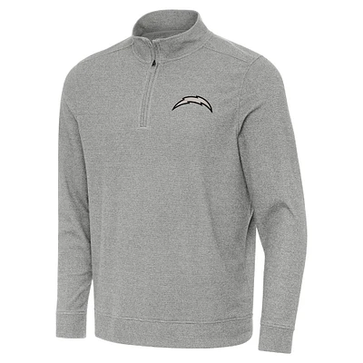 Men's Antigua Heather Los Angeles Chargers Subtle Quarter-Zip Top