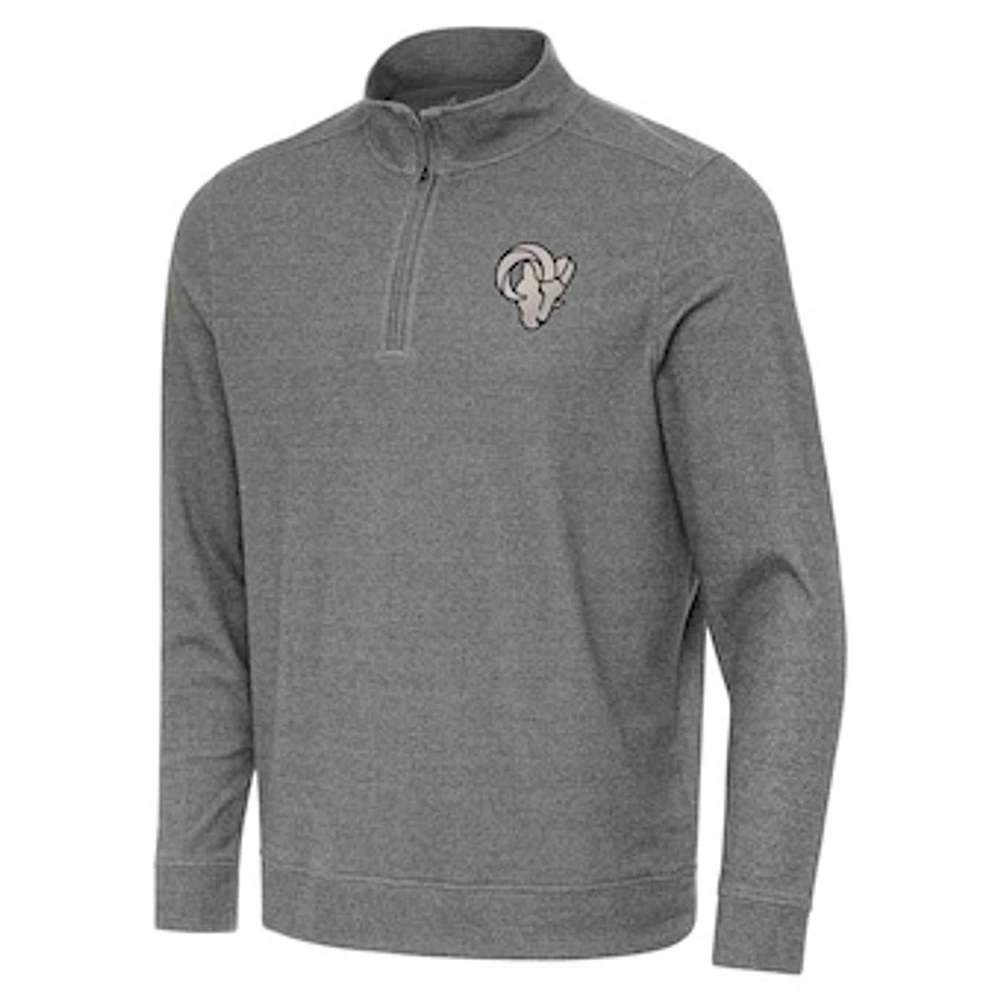 Men's Antigua Heather Los Angeles Rams Subtle Quarter-Zip Top