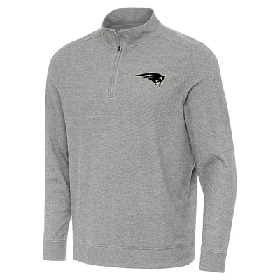 Men's Antigua Heather New England Patriots Subtle Quarter-Zip Top
