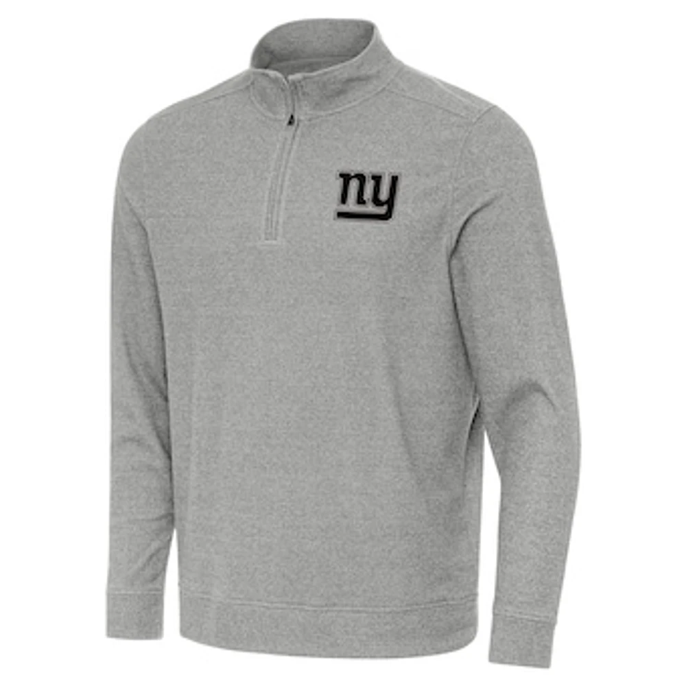 Men's Antigua Heather New York Giants Subtle Quarter-Zip Top