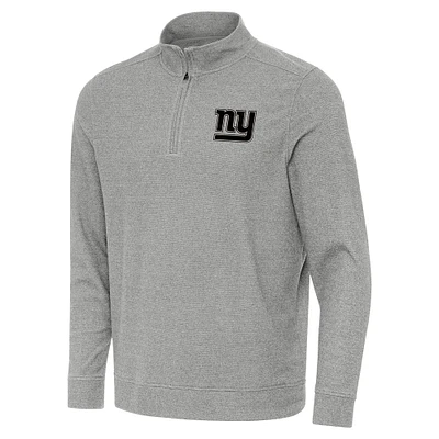 Men's Antigua Heather New York Giants Subtle Quarter-Zip Top