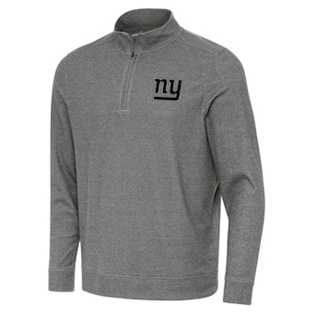 Men's Antigua Heather New York Giants Subtle Quarter-Zip Top