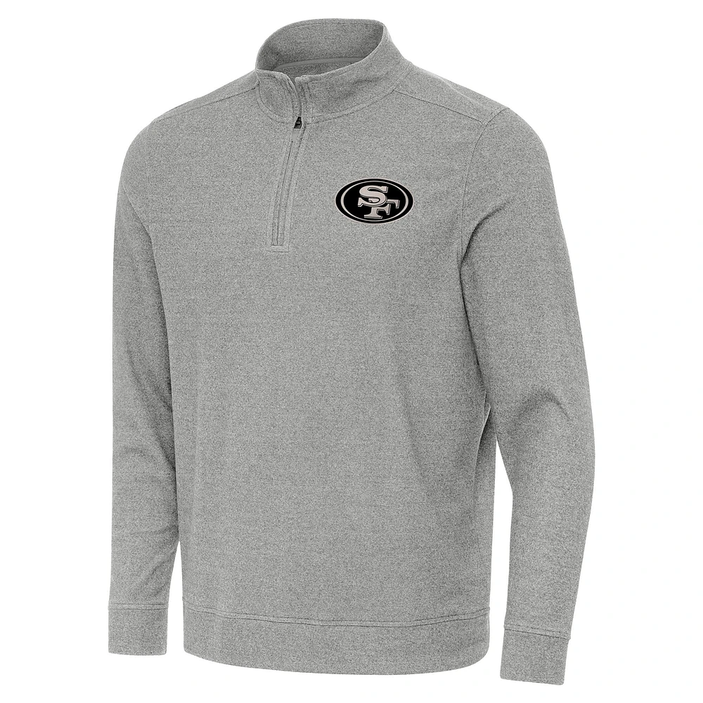 Men's Antigua Heather San Francisco 49ers Subtle Quarter-Zip Top