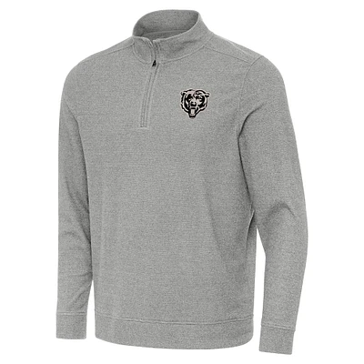 Men's Antigua Heather Chicago Bears Subtle Quarter-Zip Top