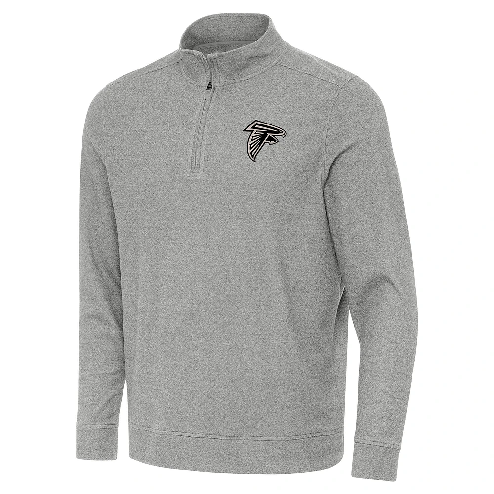 Men's Antigua Heather Gray Atlanta Falcons Subtle Quarter-Zip Top
