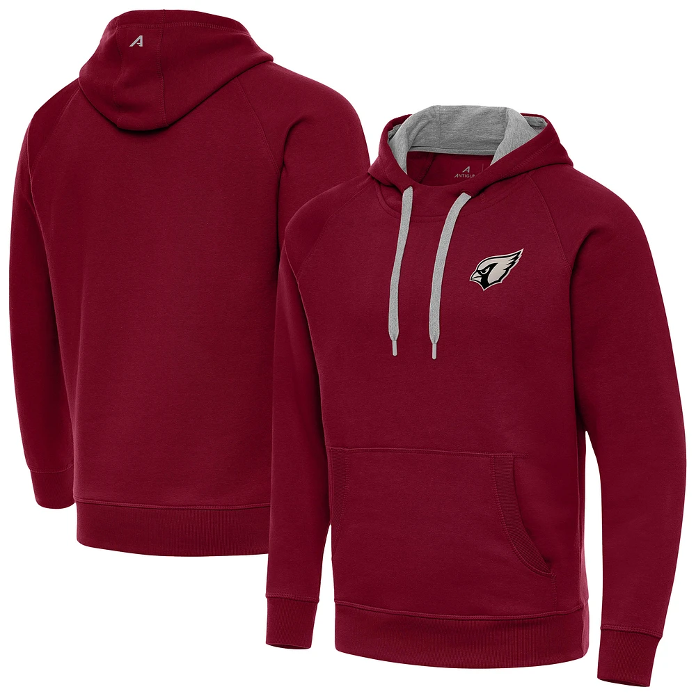 Men's Antigua Cardinal Arizona Cardinals Brushed Carbon Victory Pullover Hoodie