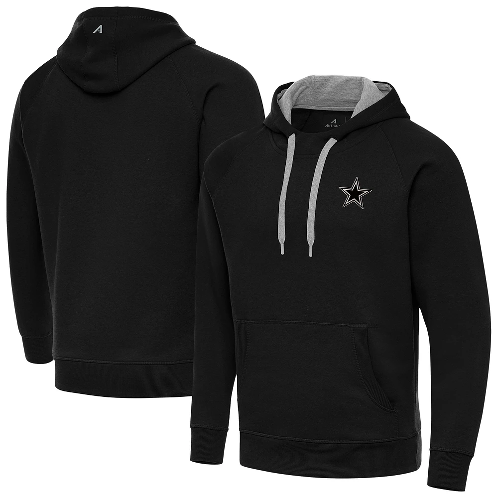Men's Antigua Black Dallas Cowboys Brushed Carbon Victory Pullover Hoodie