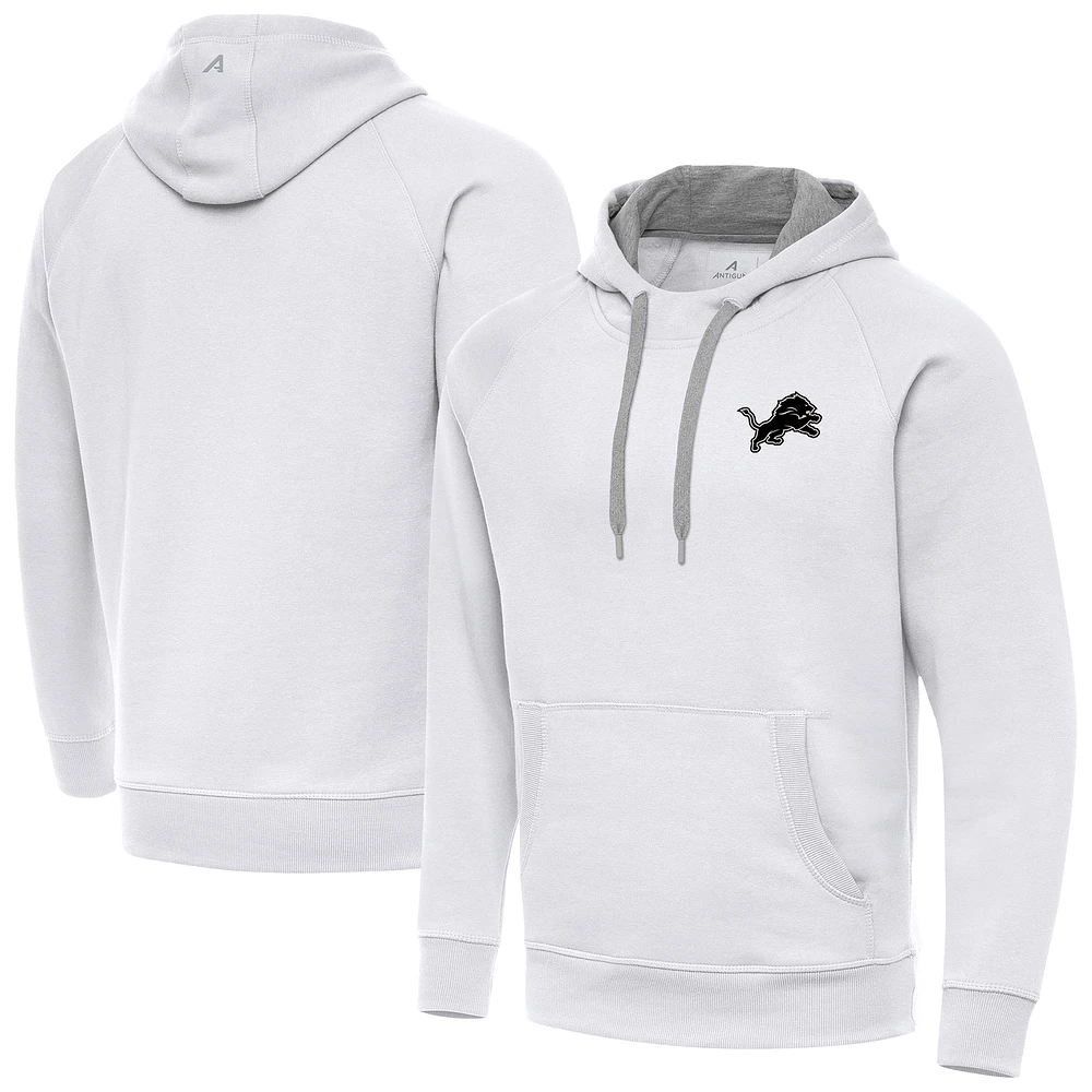 Men's Antigua Detroit Lions Brushed Carbon Victory Pullover Hoodie