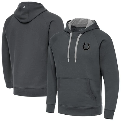 Men's Antigua Charcoal Indianapolis Colts Brushed Carbon Victory Pullover Hoodie