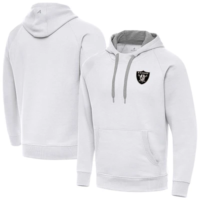 Men's Antigua White Las Vegas Raiders Brushed Carbon Victory Pullover Hoodie