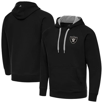 Men's Antigua Black Las Vegas Raiders Brushed Carbon Victory Pullover Hoodie