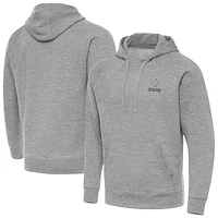 Men's Antigua Heather Gray New Orleans Saints Brushed Carbon Victory Pullover Hoodie
