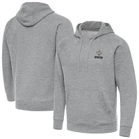 Men's Antigua Heather Gray New Orleans Saints Brushed Carbon Victory Pullover Hoodie