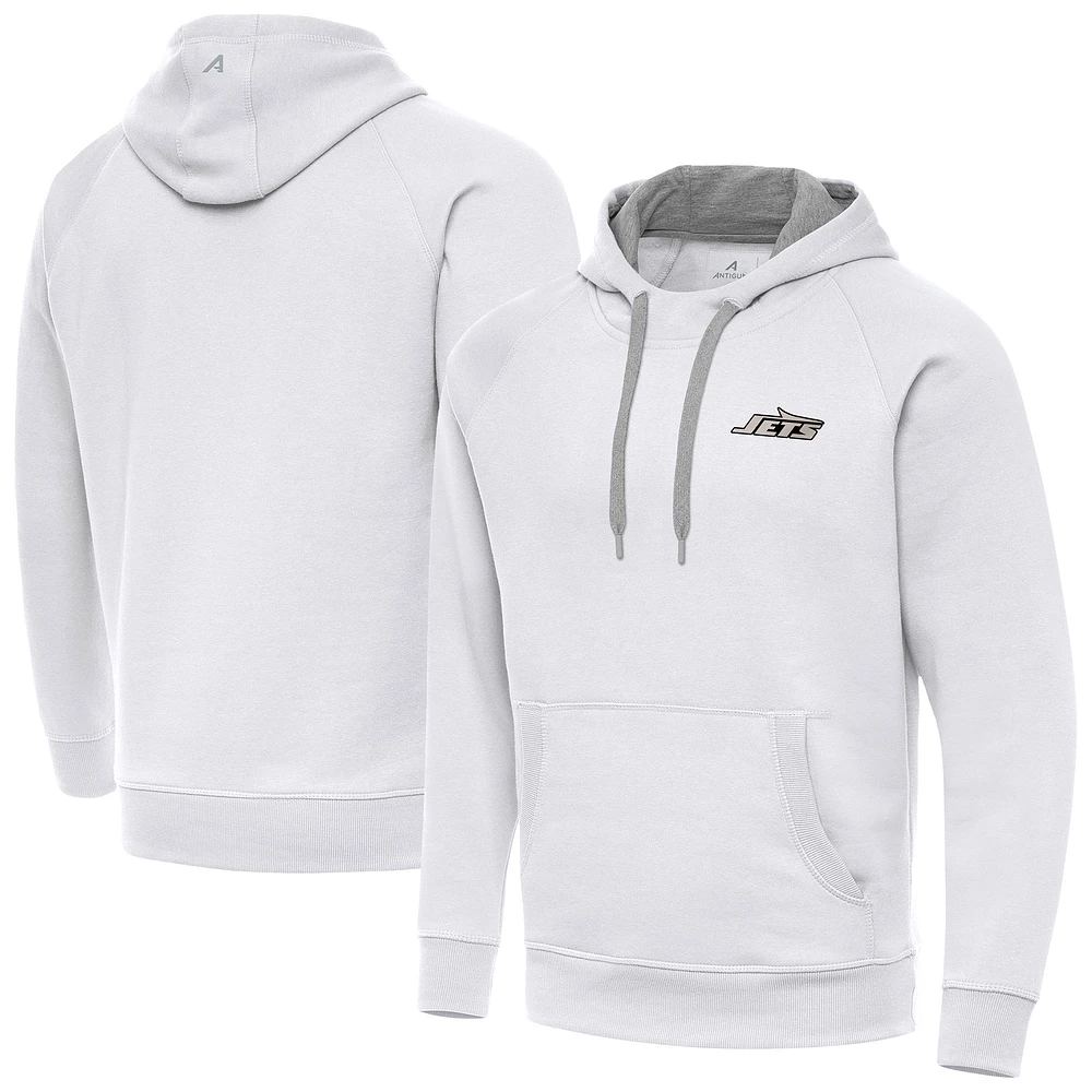 Men's Antigua New York Jets Brushed Carbon Victory Pullover Hoodie