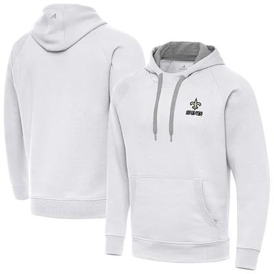 Men's Antigua White New Orleans Saints Brushed Carbon Victory Pullover Hoodie