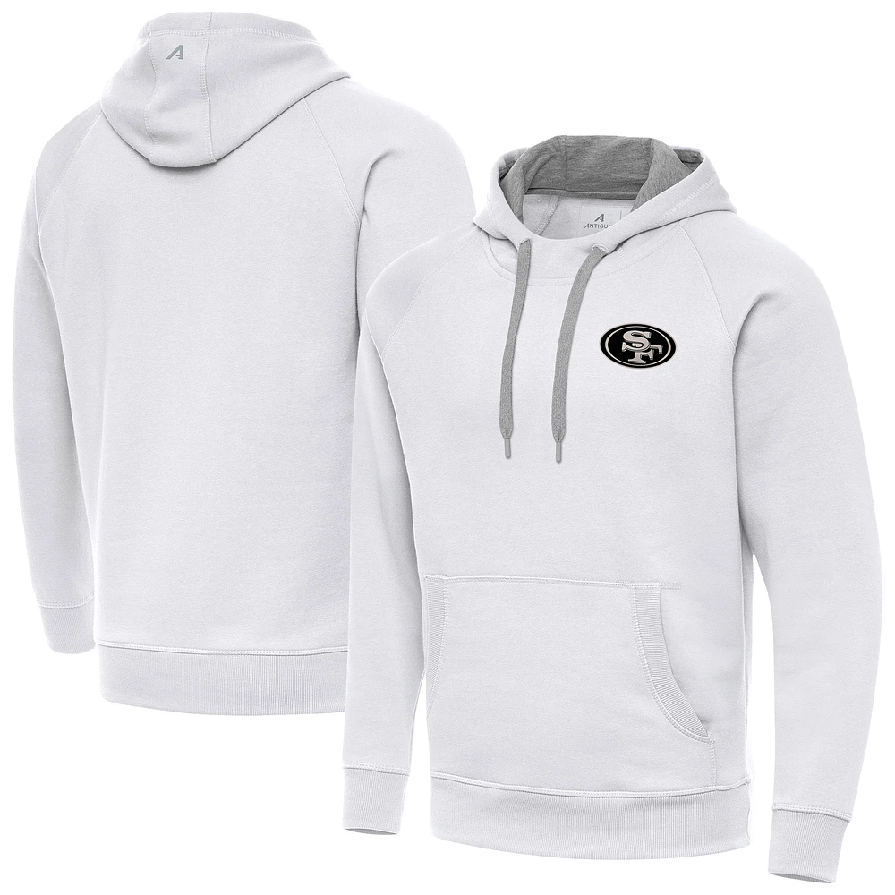 Men's Antigua White San Francisco 49ers Brushed Carbon Victory Pullover Hoodie